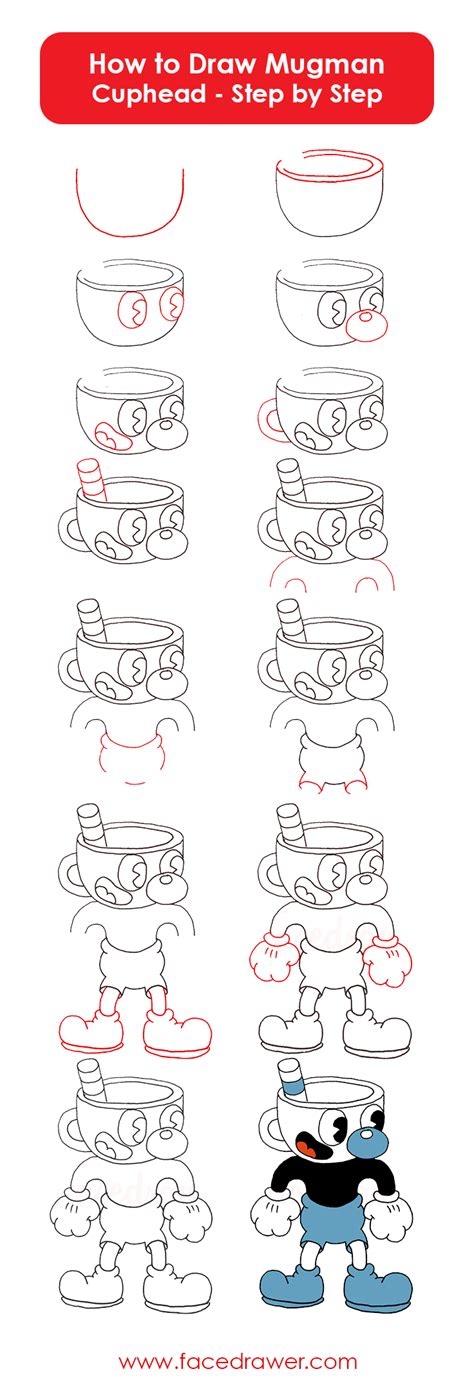 How To Draw Mugman Cuphead Step By Step Facedrawer