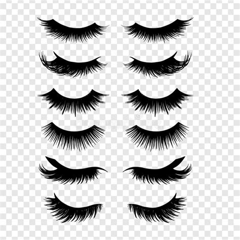 Vector Cartoon Eyelashes Set Long Fake Eyelashes Extension Closed Eyes