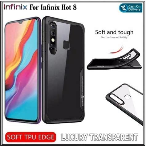 Jual Case Infinix Hot Hard Soft Tpu Transparan Acrylic Casing Cover Hitam Jakarta