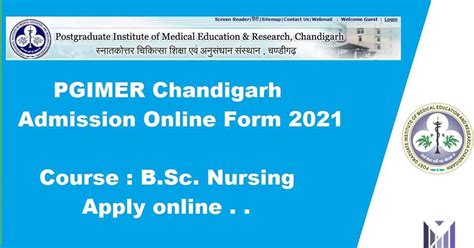 PGIMER Chandigarh Admission Online Form 2021 