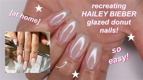 How To Hailey Bieber Glazed Donut Nails At Home Youtube