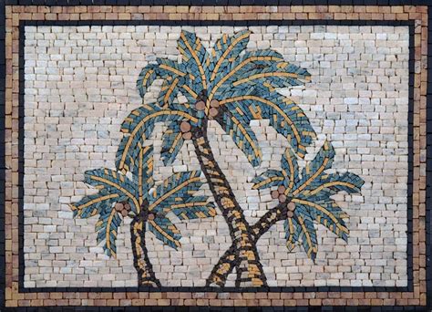 Mosaic Designs The Palms 34 X 12 Tropical Tile Murals By