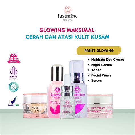 Jual Justmine Beauty Skincare Bpom Paket Glowing Series Paket