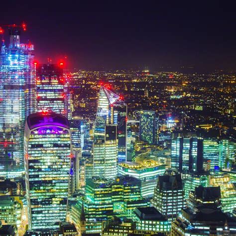 London Skyscrapers, Night View Stock Image - Image of office, night ...