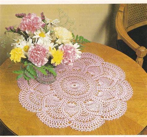 Vintage Pdf Pattern For Crochet Pattern For Round Pink Pineapple Doily