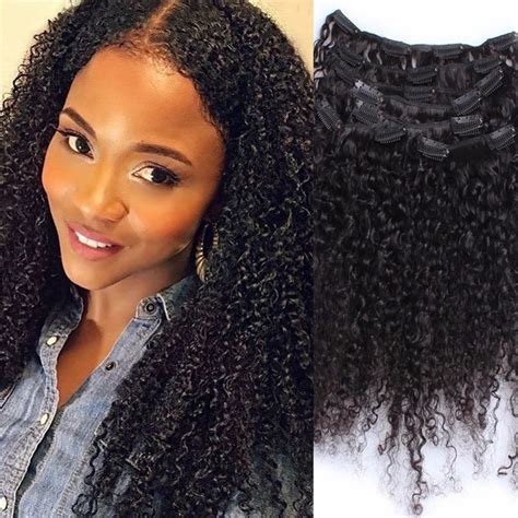 3b 3c Kinky Curly Clip In Human Hair Extensions 7pc Brazilian African