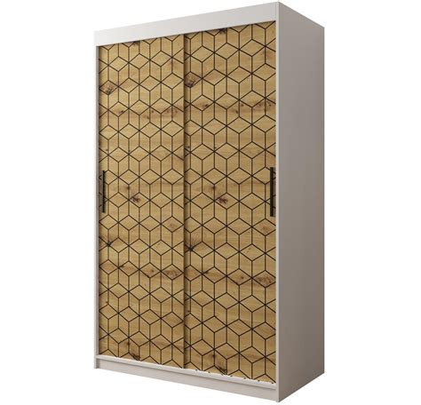 Hexagon Ormar 2 Vrata 120x62x200 Cm Natur Artisan Hrast Beli