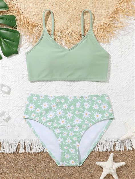 Conjunto De Bikini Con Estampado Floral Para Ni A Preadolescente