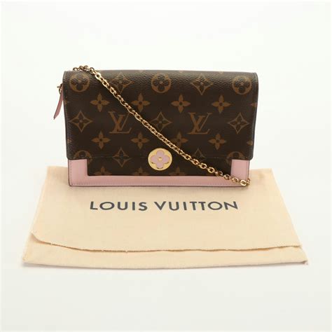 Louis Vuitton Flore Monogram Canvas And Pink Leather Chain Wallet Ebth