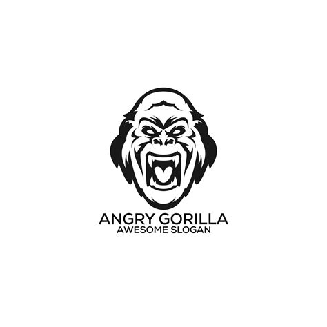 angry gorilla logo design line art 24306771 Vector Art at Vecteezy