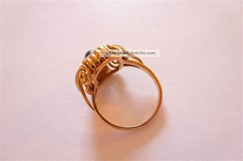 Sehr Exclusiver Prachtvoller Antiker Ring Gold 585 Geschwungen Saphir