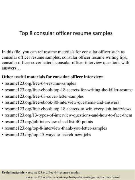 Top 8 consular officer resume samples