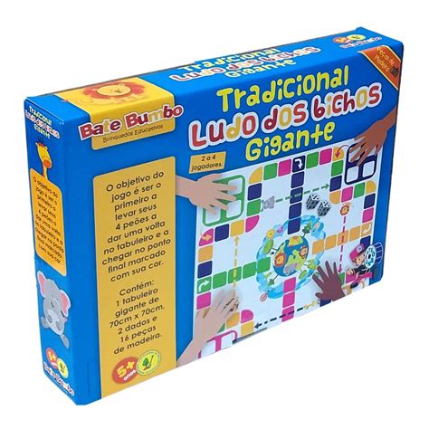 Jogo Ludo Dos Bichos Gigante Brinquedo Educativo Bate Bumbo 5 Anos