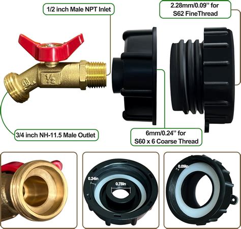 IBC Tote Fittings Adaptador De Rosca Fina De 2 44 Pulgadas Para Tanque