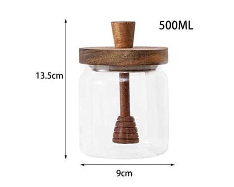 Ml Best Clear Glass Honey Jar With Wood Dipper