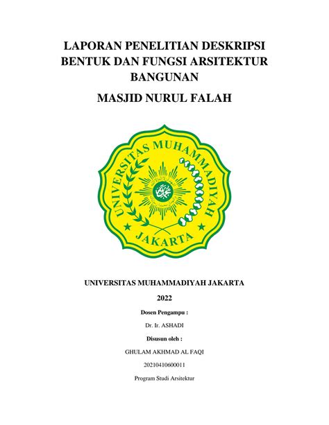 Solution Laporan Penelitian Deskripsi Bentuk Dan Fungsi Arsitektur