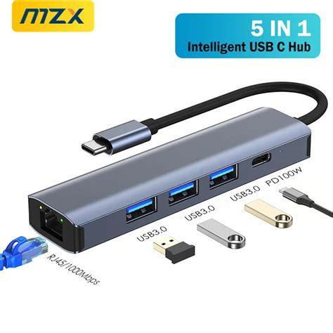 Mzx Multi Usb C Hub Docking Station Mbps Rj Ethernet Network