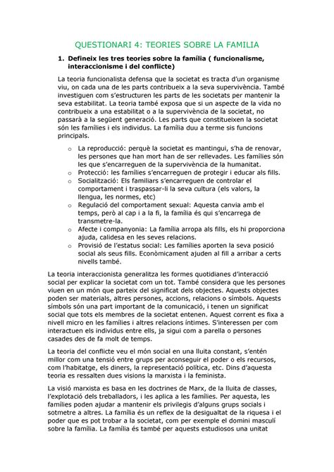 Questionari 4 Tema 3 2 Teories Sobre La Família Questionari 4