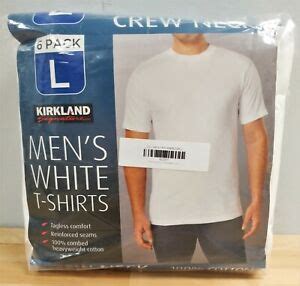 Kirkland Signature Men S White Crew Neck T Shirts Size Large Pack