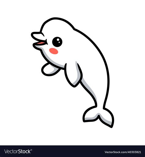 Cute little beluga whale cartoon Royalty Free Vector Image