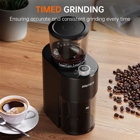 SOWTECH Anti Static Conical Burr Coffee Grinder Adjustable Burr Mill