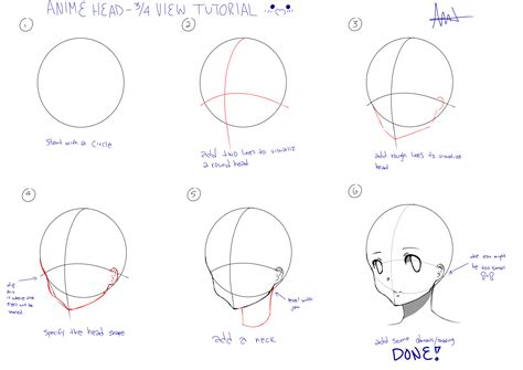 3 4 View Anime Head Tutorial Donutaddic Illustrations ART Street