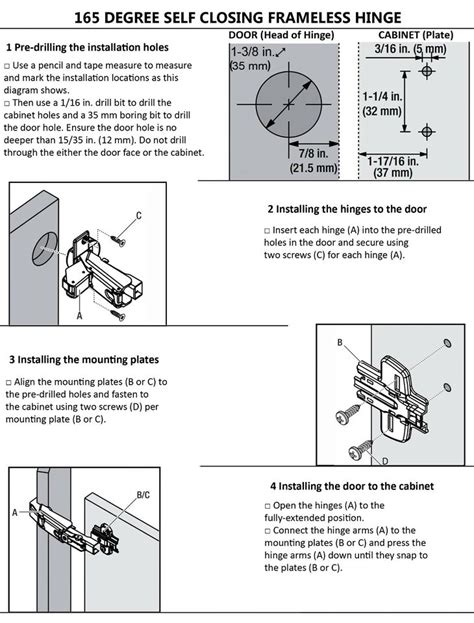 Berta 165 Degree Full Overlay Frameless Concealed Cabinet Door Hinges