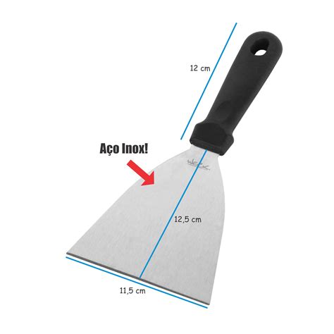 Espátula de Lanches Reta Raspadora Profissional em Aço Inox 12cm