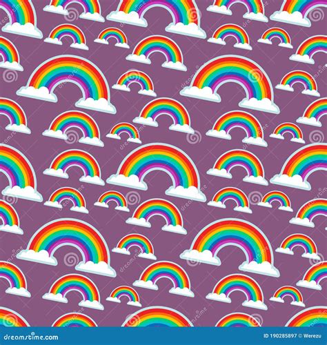 Rainbow Seamless Pattern Vector Illustration Background Stock