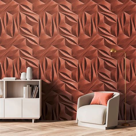 3D Effect Geo By Metropolitan Stories Red Mural Wallpaper Direct