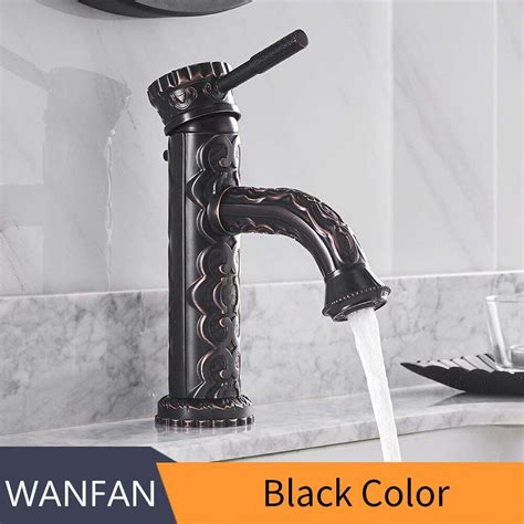 Luxury Basin Faucets Solid Brass Antique Bathroom Faucet Single Handle European Hot And Cold