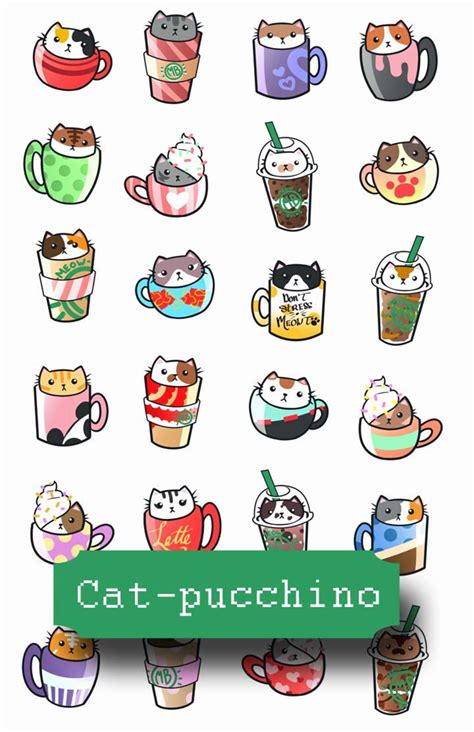 Coffee Cat Planner Stickers Cat-puccino Cute Coffee and Cats Stickers ...