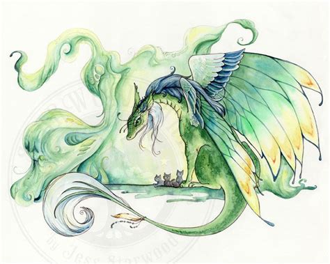 Guardian Dragon Watercolor Painting Original By Starwoodarts 17500