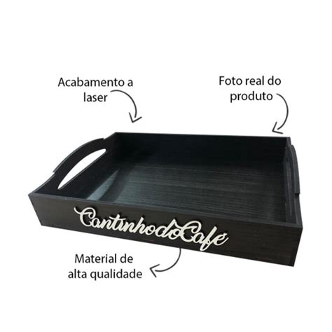 Bandeja Cantinho Do Café Alça Retangular Em Madeira Mdf em Promoção