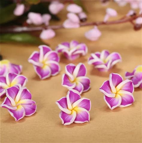 Pcs Lot Mm Polymer Clay Fimo Miniature Frangipani Plumeria Flower