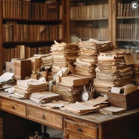 Premium Photo | A desk full of old books and papers