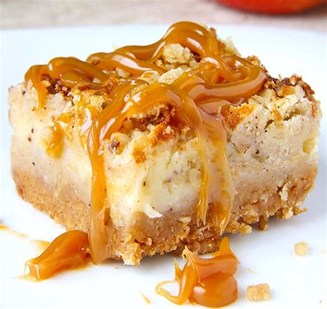 Caramel Apple Crisp Cheesecake Bars Recipe Maria S Kitchen