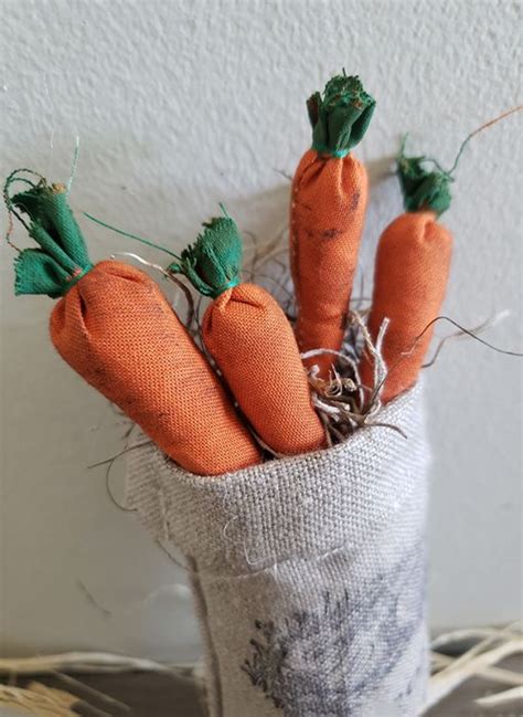 Decorative Linen Sack Of Mini Carrots Antique Farmhouse