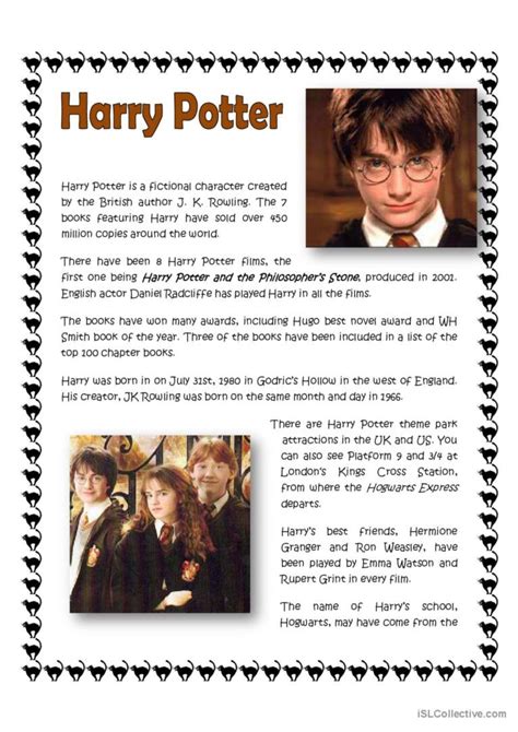 Harry Potter English ESL Worksheets Pdf Doc