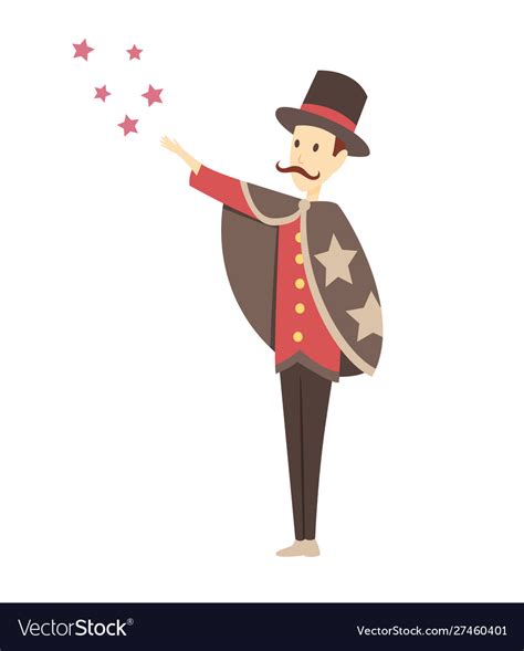 Magician doing a trick - cartoon people character Vector Image