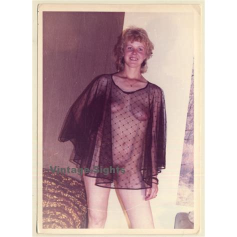 Natural Blonde Nude In Transparent Negligee Vintage Photo Gdr S