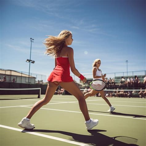 Premium AI Image | illustration of women playing doubles at tennis