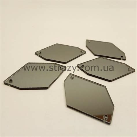 Акриловые зеркала Jet Hematite Шестигранник 25*35 мм | "Стразы Crystals ...