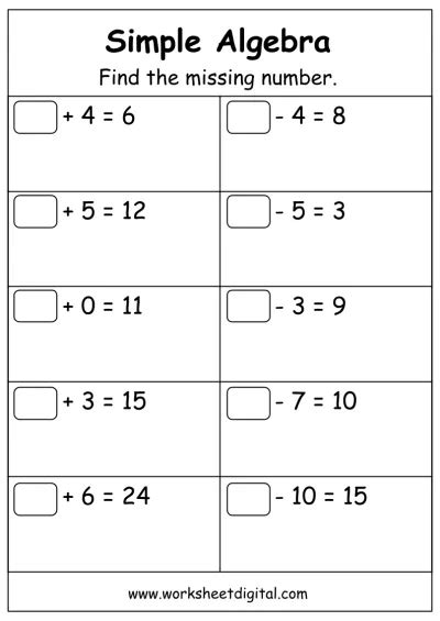 Algebra Worksheets - Worksheet Digital