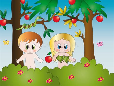 Adamo E Eva E La Frutta Severa Illustrazione Di Stock Illustrazione Di Sensibilità Foglio