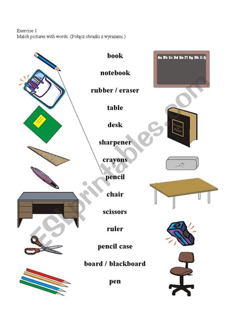 Classroom items - ESL worksheet by bdurkiewicz