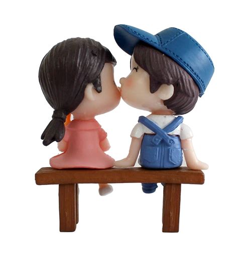 Buy Couple On Bench Brown And Blue Set Of 2 Polyresin Figurine By Tied Ribbons Online Human