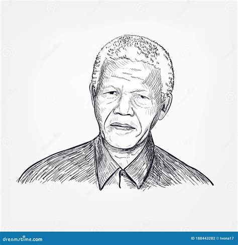 Nelson Mandela Vector Sketch Portrait Isolated Editorial Photography