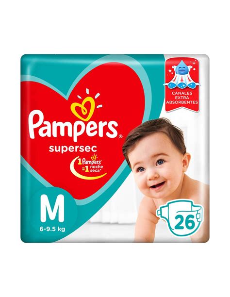 Pampers Supersec Pañales Desechables M 26 Unidades En Farmacias Y