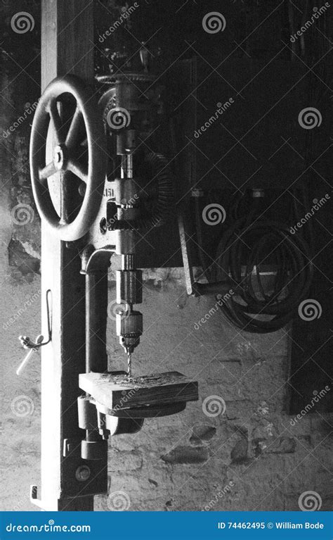 Hand Crank Drill Press Stock Image Image Of Retro Grainy 74462495